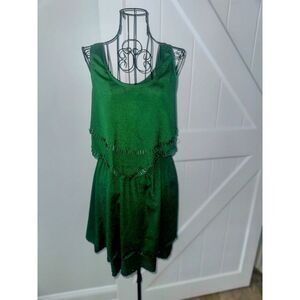 YA Los Angeles Boutique dress With Metal Sequence Medium Silky Green Tiered GUC